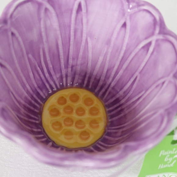 LANG by Design Group FLOWER SHAPED COFFEE MUG HAND PAINTED - 8oz. - PURPLE - NEW - Picture 2 of 5